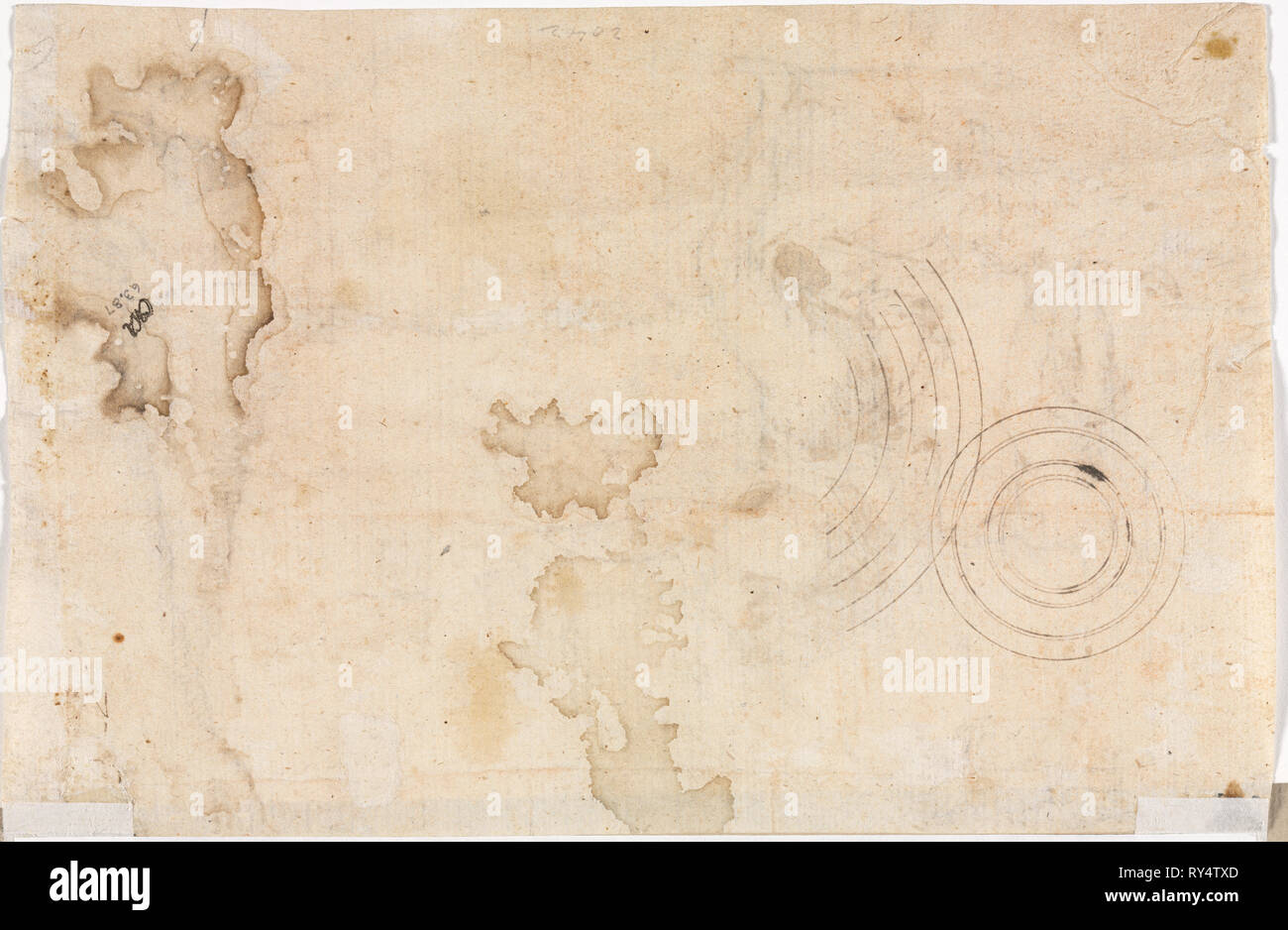 Cerchi concentrici, c. 1535. Romanino (italiano, 1484/87-1562). Penna e inchiostro bruno; foglio: 16,3 x 24,8 cm (6 7/16 x 9 3/4 in.); supporto secondario: 23,6 x 31 cm (9 5/16 x 12 3/16 in Foto Stock