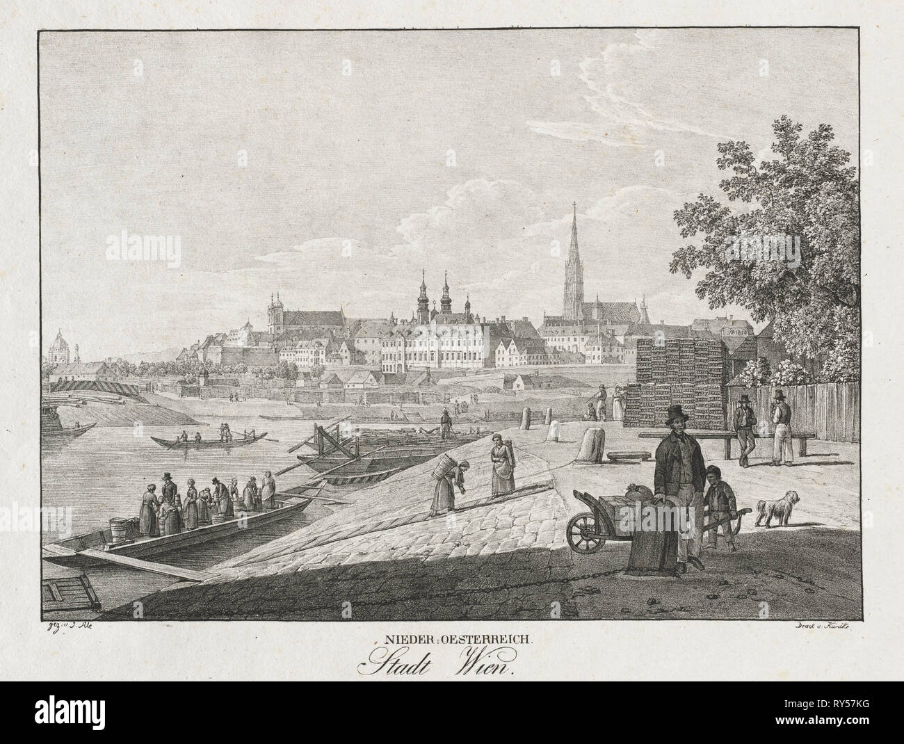 Nieder-oesterreich, Stadt Wien. Jakob Alt (Austriaco, 1789-1872). Litografia Foto Stock