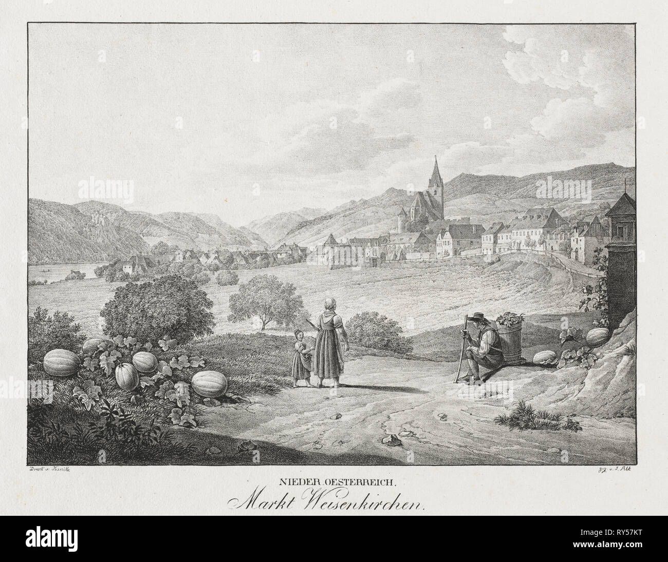 Nieder-oesterreich, Markt Weisenkirchen. Jakob Alt (Austriaco, 1789-1872). Litografia Foto Stock