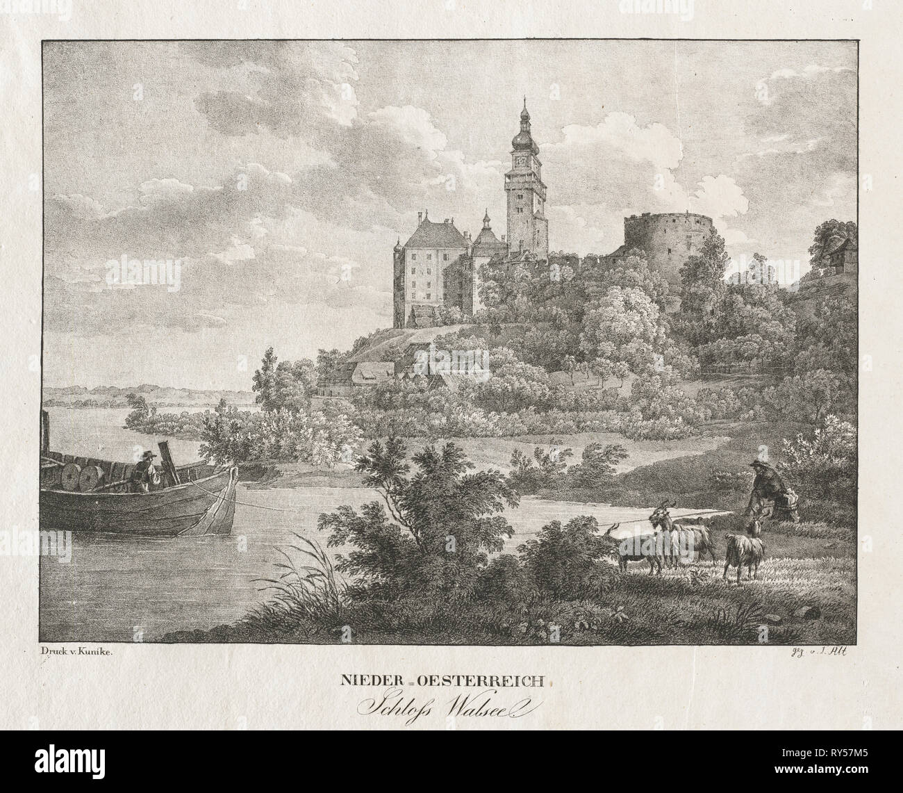 Nieder-oesterreich, Schloss Walseel. Jakob Alt (Austriaco, 1789-1872). Litografia Foto Stock