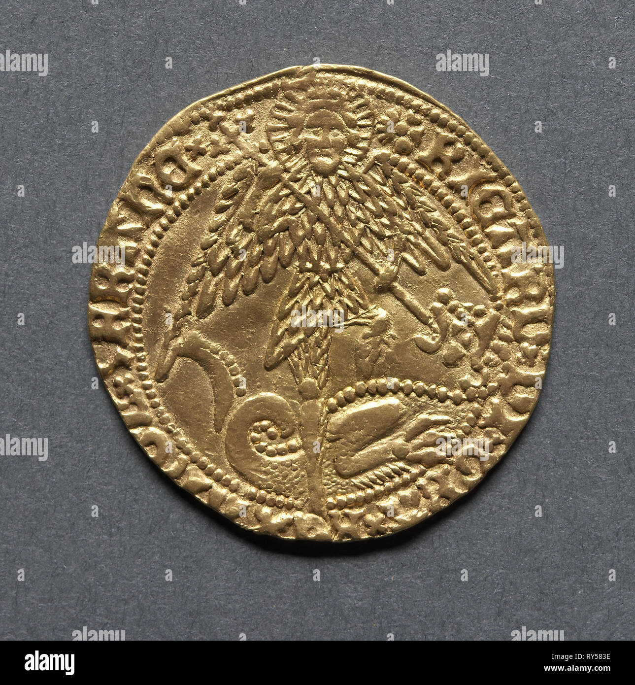 Angel (retromarcia), 1483-1485. Inghilterra, Richard III, 1483-1485. Oro Foto Stock