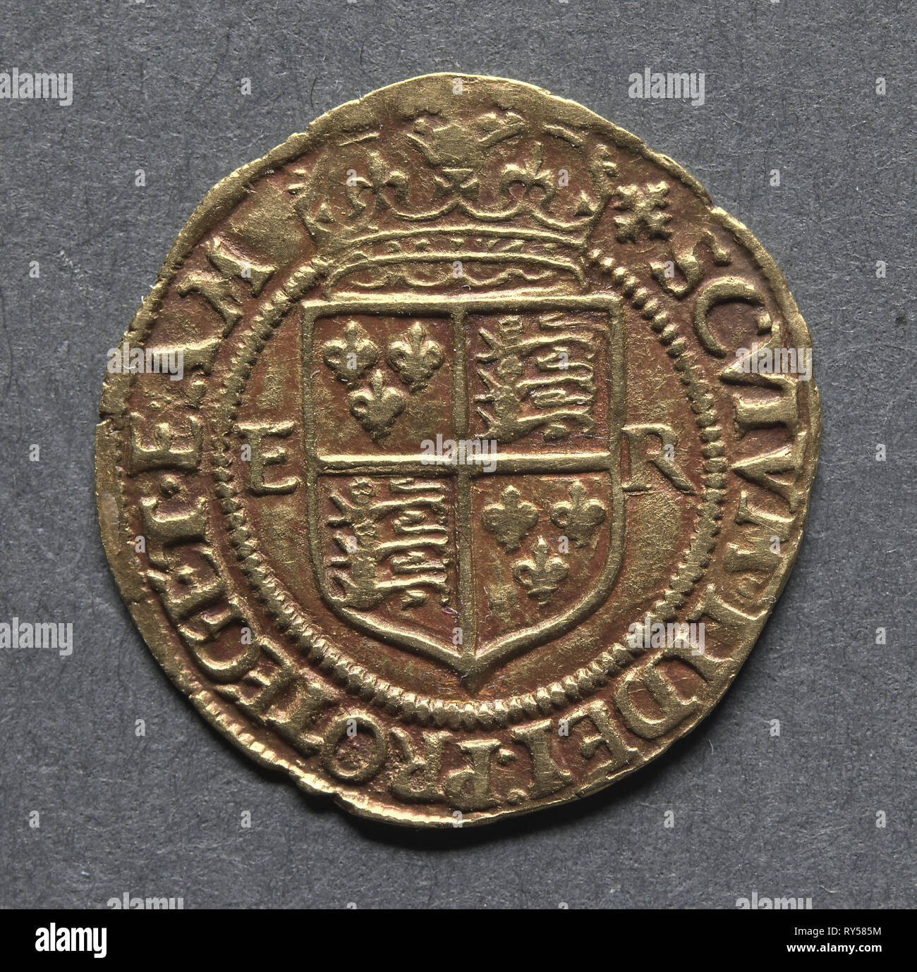 Halfcrown (retromarcia), 1560-1561. Inghilterra, Elisabetta I, 1558-1603. Oro Foto Stock