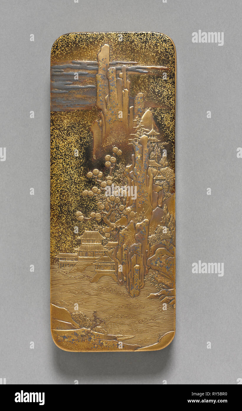 Scatola, 1800s. Giappone, Periodo Edo (1615-1868). La lacca; complessivo: 15,5 cm (6 1/8 in Foto Stock