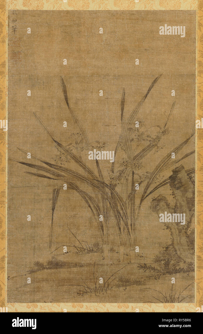 Narciso e rocce, 1368-1644. Lu Tianru (cinese, prima metà del Quattrocento). Appendere scorrere, inchiostro su seta; complessivo: 66,8 x 42,8 cm (26 5/16 x 16 7/8 in Foto Stock