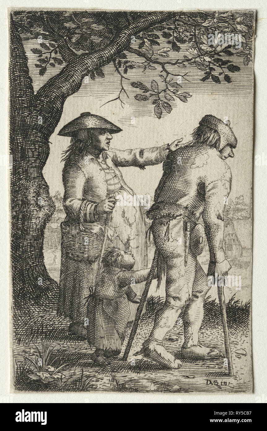 Famiglia contadina. David Vinckboons (Olandese, 1576-1629). Incisione Foto Stock