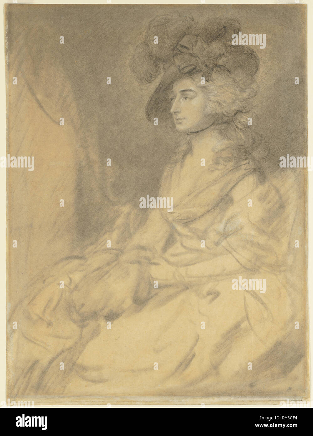 La sig.ra Sarah Siddons, 1785. Thomas Gaunsborough (British, 1727-1788). Gesso nero con una vasta opera di un moncone con tracce di bianco gouache intensificando; foglio: 46,8 x 35,3 cm (18 7/16 x 13 7/8 in Foto Stock La sig.ra Sarah Siddons, 1785. Thomas Gaunsborough (British, 1727-1788). Gesso nero con una vasta opera di un moncone con tracce di bianco gouache intensificando; foglio: 46,8 x 35,3 cm (18 7/16 x 13 7/8 in Foto Stock