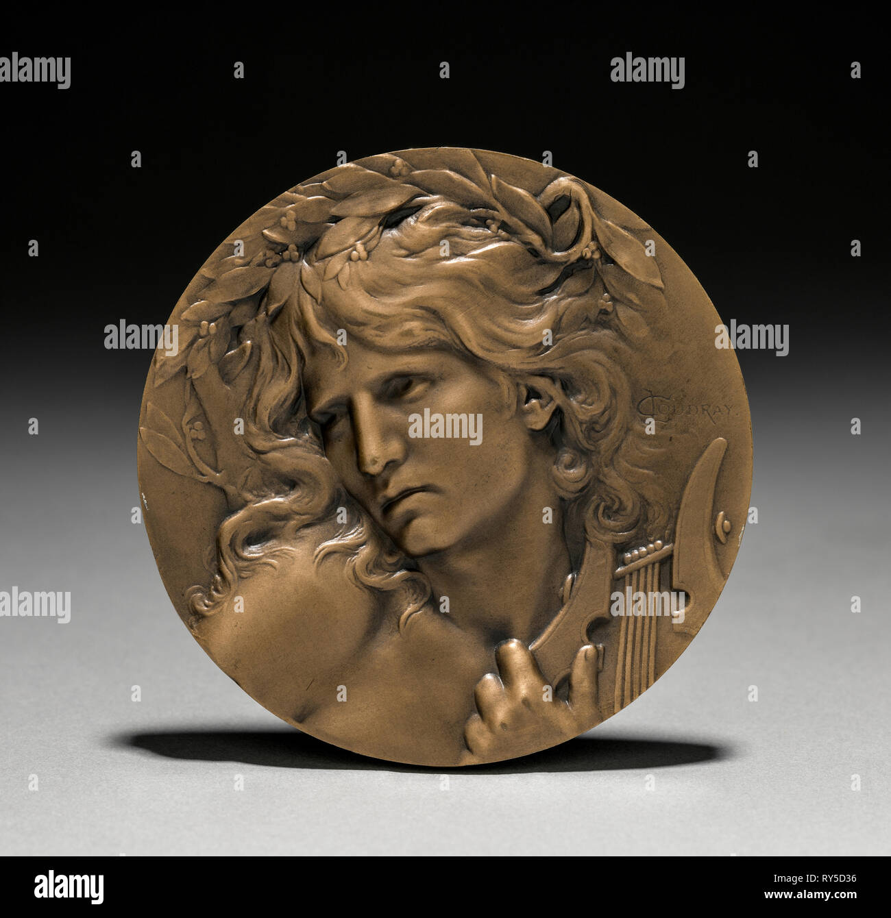 Medaglia presentato al Loïe Fuller dal governo francese: Orfeo all'ingresso agli inferi (complementare). Marie Alexandre Lucien Coudray (Francese, 1864-1932). Bronzo; diametro: 7 cm (2 3/4 in Foto Stock