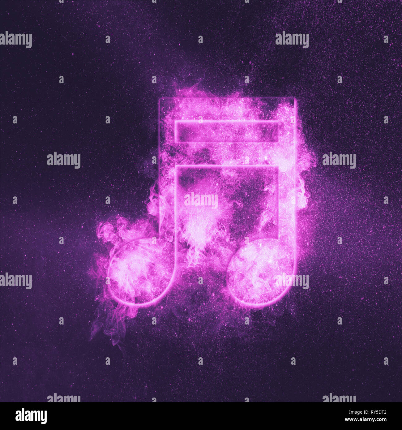 Sedicesima trasmesse simbolo di una nota musicale. Abstract di notte sullo sfondo del cielo Foto Stock