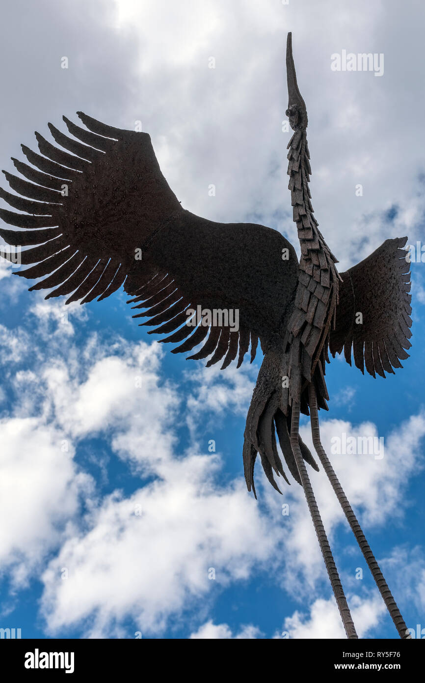 La scultura 'Cloud Chasers' da O.K. Harris, che celebra la vita di Sandra Coy-Harris Foto Stock