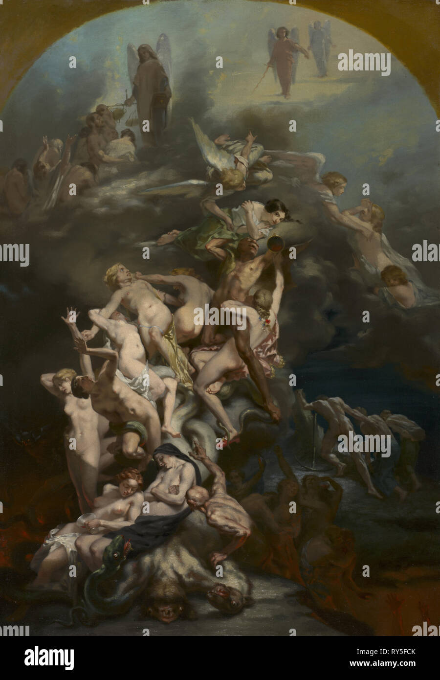Il cielo e l'Inferno, c. 1850. Octave Tassaert (Francese, 1800-1874). Olio  su tessuto; incorniciato: 121 x 90,5 x 6,5 cm (47 5/8 x 35 5/8 x 2 9/16  in.); senza cornice: 100 x 69,5 cm (39 3/8 x 27 3/8 in Foto stock - Alamy