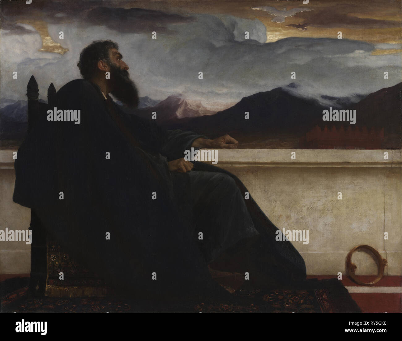David: "Oh, avessi io le ali come una colomba! Per poi dovrei volare lontano, ed essere a riposo.". Il Salmo 55:6, 1865. Frederic Leighton (British, 1830-1896). Olio su tessuto; incorniciato: 125 x 152,4 x 4,5 cm (49 3/16 x 60 x 1 3/4 in.); senza cornice: 96,5 x 122,5 cm (38 x 48 1/4 in Foto Stock