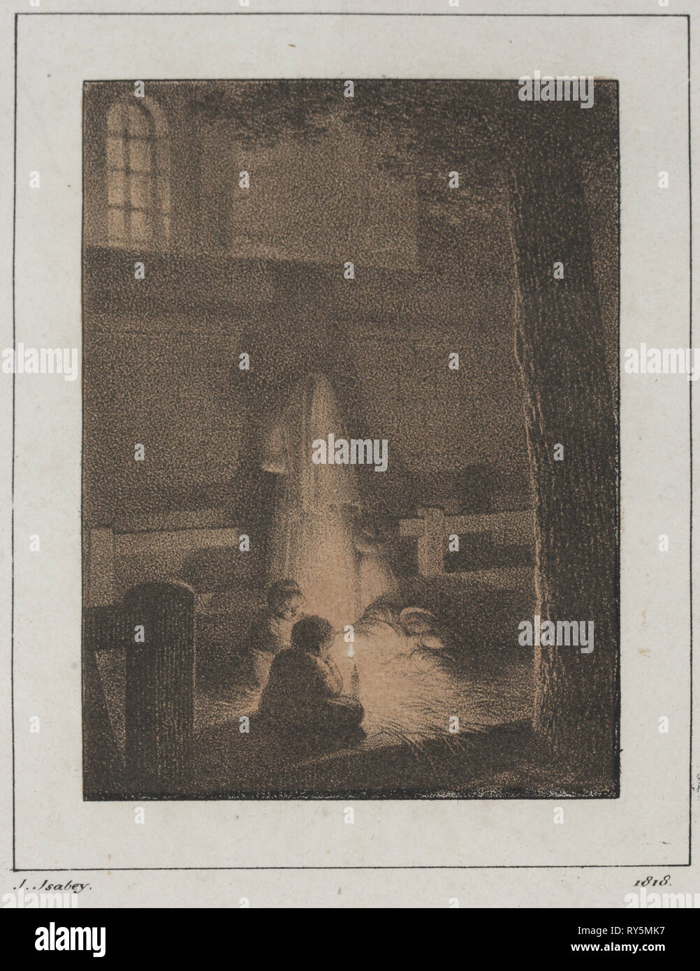 I bambini con candela, 1818. Jean-Baptiste Isabey (Francese, 1767-1855). Litografia Foto Stock