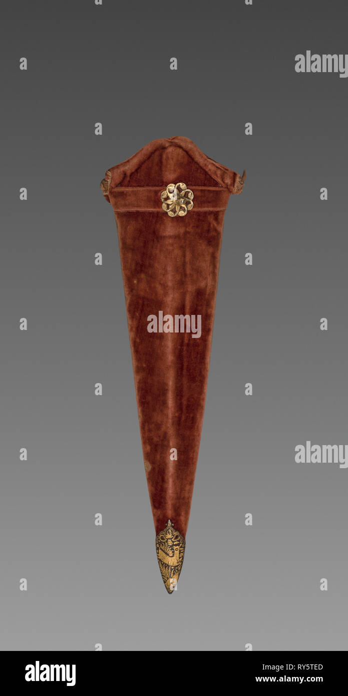 Katar (accoltellato pugnale): guaina, 1700s. India, Mughal. Il velluto; complessivo: 8,2 cm (3 1/4 in Foto Stock