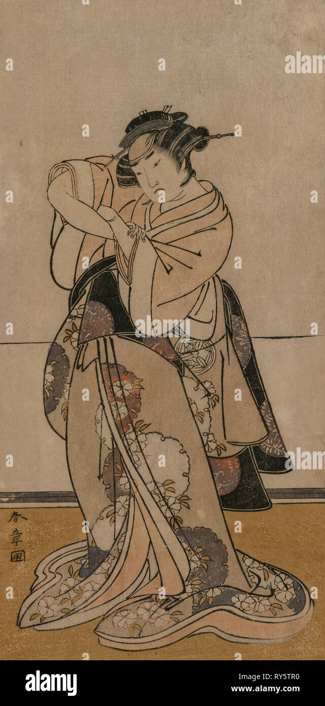 Attore Yamashita Yaozo. Katsukawa Shunsho (giapponese, 1726-1792). Colore stampa woodblock; foglio: 30 x 14,9 cm (11 13/16 x 5 7/8 in Foto Stock