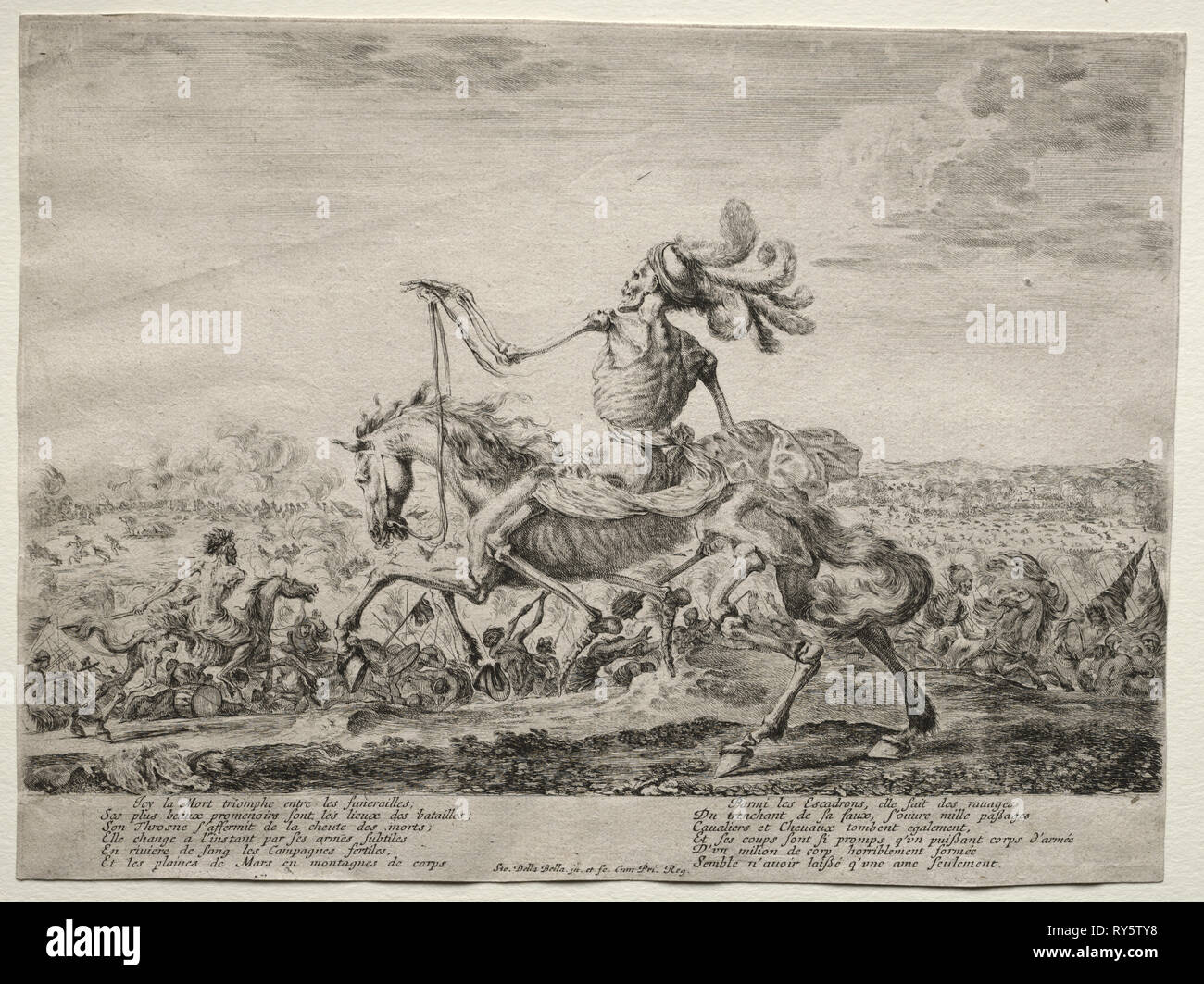 La morte sul campo di battaglia, 1646-1647. Stefano Della Bella (Italiano, 1610-1664). Attacco Foto Stock