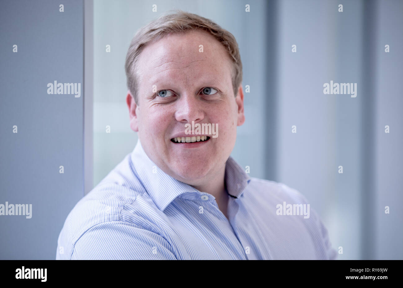 12 marzo 2019, a Berlino: Tilman Kuban, stato presidente della Junge unione nella Bassa Sassonia. Kuban è in esecuzione come un candidato per la presidenza federale dell'Unione Junge presso il JU Germania del giorno. Foto: Michael Kappeler/dpa Foto Stock