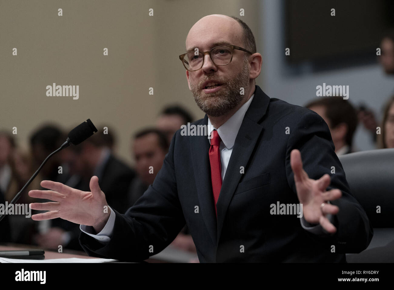 Washington, Distretto di Columbia, Stati Uniti d'America. Xii Mar, 2019. Ufficio di gestione e bilancio Direttore RUSSELL VOUGHT testimonia in una casa Comitato Bilancio audizione, Marzo 12, 2019 Credit: Douglas Christian/ZUMA filo/Alamy Live News Foto Stock