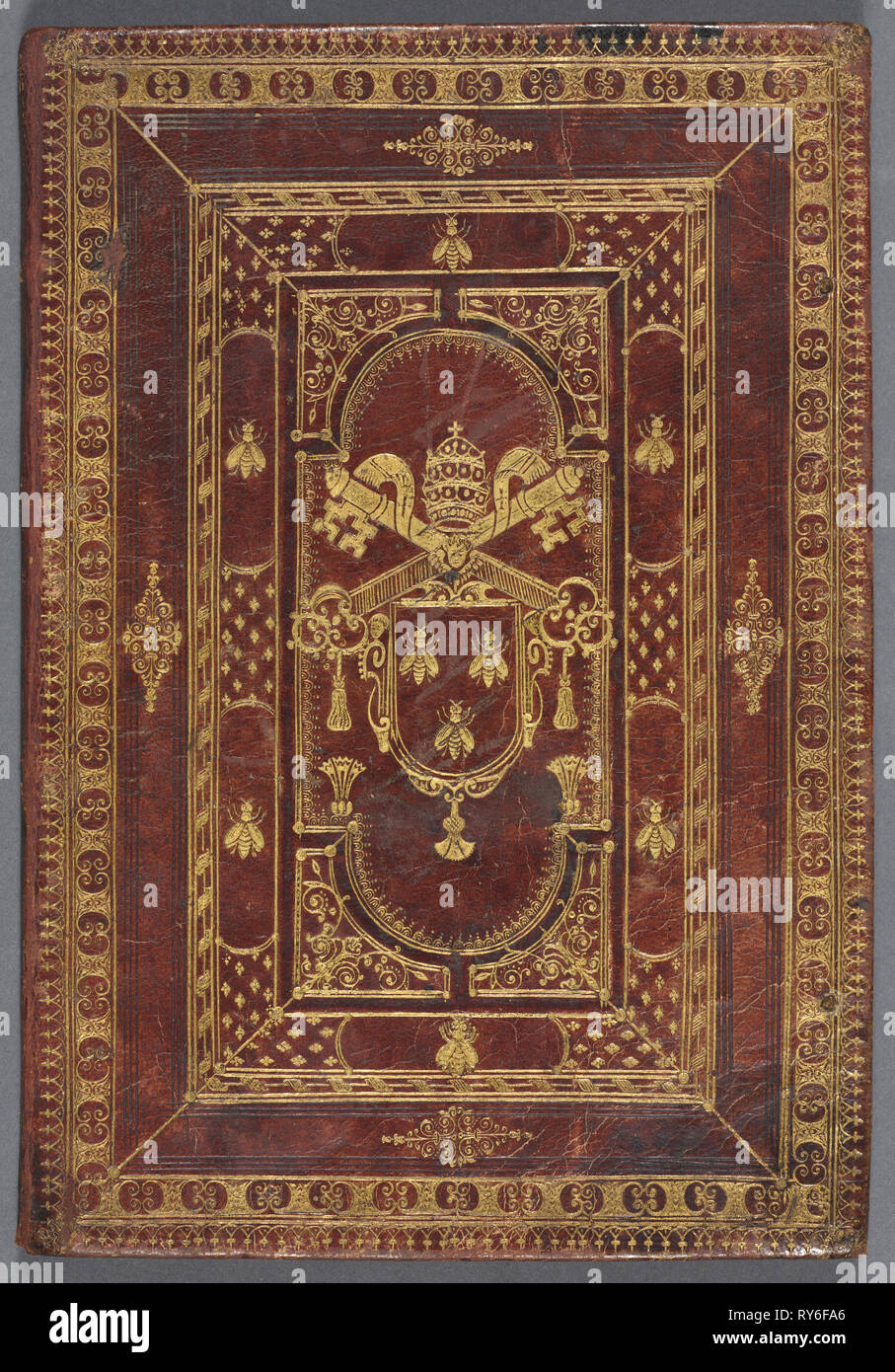 Relatio su Santa Elisabetta di Portogallo, c. 1625. Italia, Roma, del XVII secolo. Manoscritto cartaceo rilegato in pelle con decorazioni dorate; complessivo: 27 x 19 cm (10 5/8 x 7 1/2 in Foto Stock