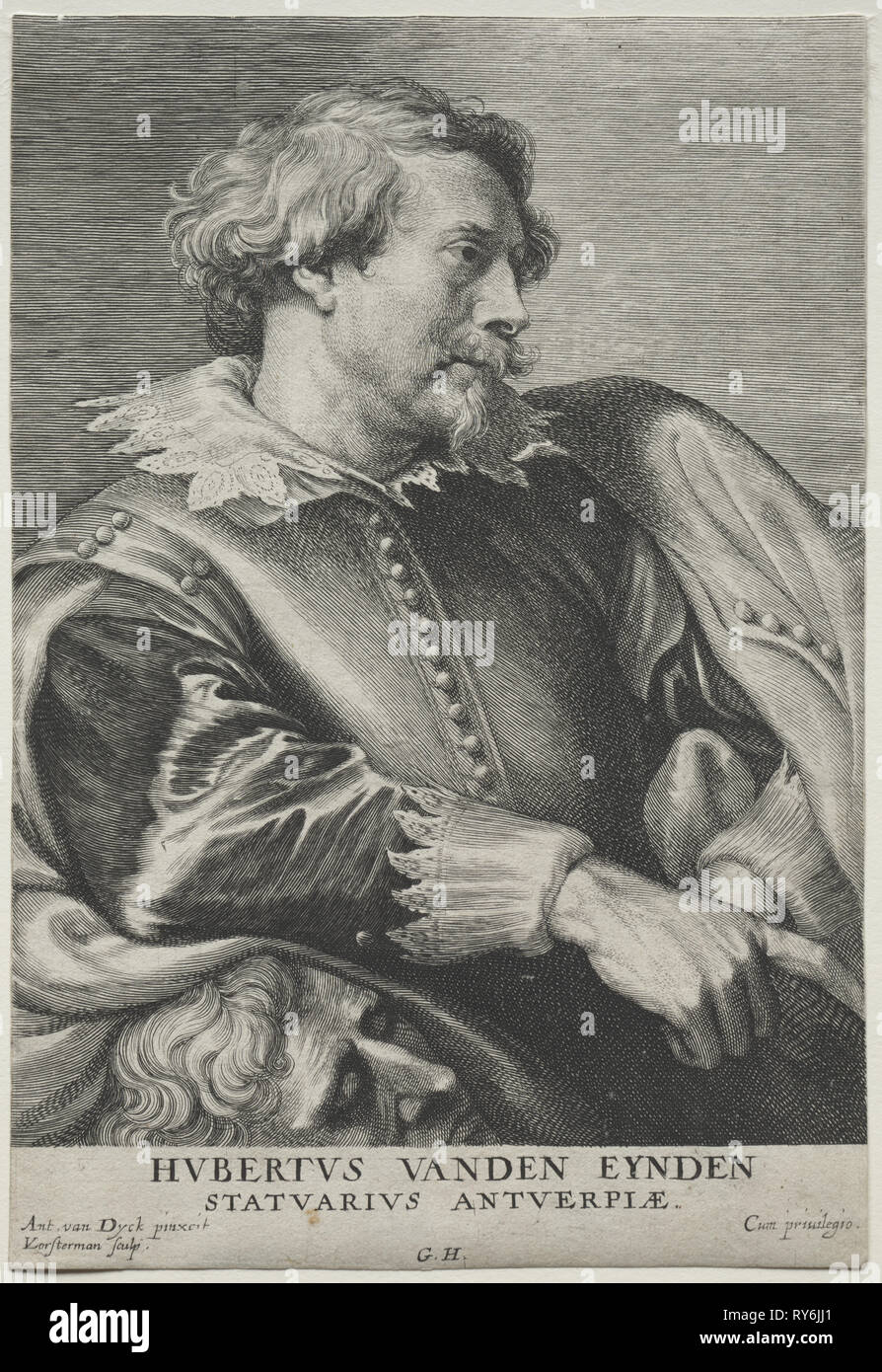 Ritratto di Hubert van den Eyden. Emil Lucas Vorsterman (fiammingo, 1595-1675), dopo Anthony van Dyck (fiammingo, 1599-1641). Incisione e l'intaglio Foto Stock