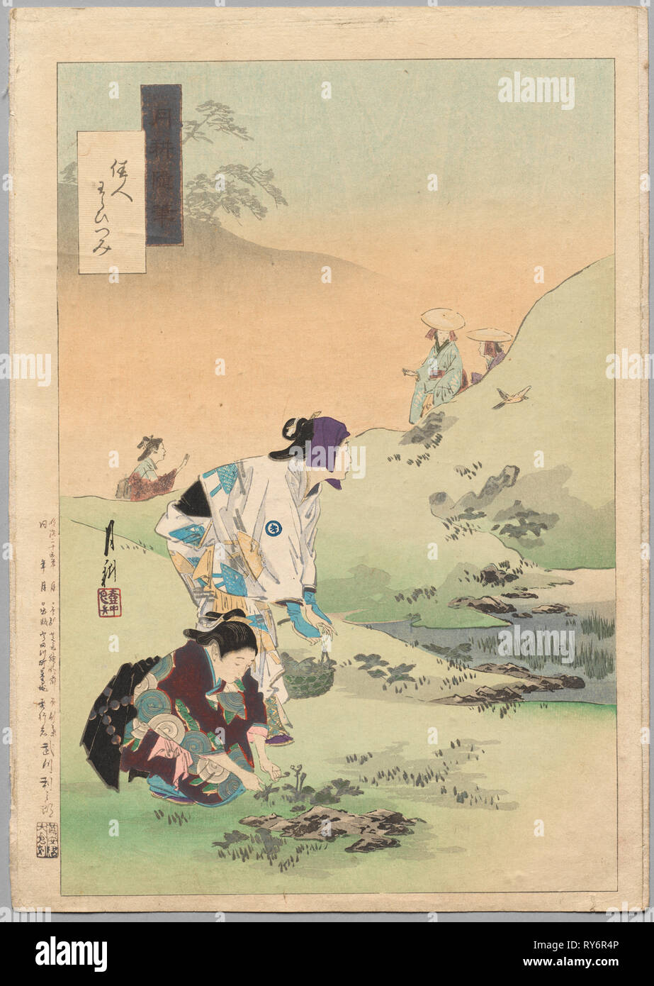 Raccolta di bellezze Bracken, dalla serie Gekkō's Miscellaney, c. 1886-1899. Gekkō Ōgata (giapponese, 1859-1920). Woodblock stampa, inchiostro e colore su carta Foto Stock