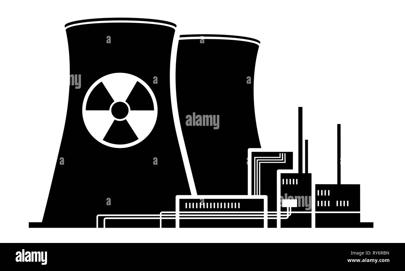 Centrale nucleare in bianco e nero un grafico Foto Stock