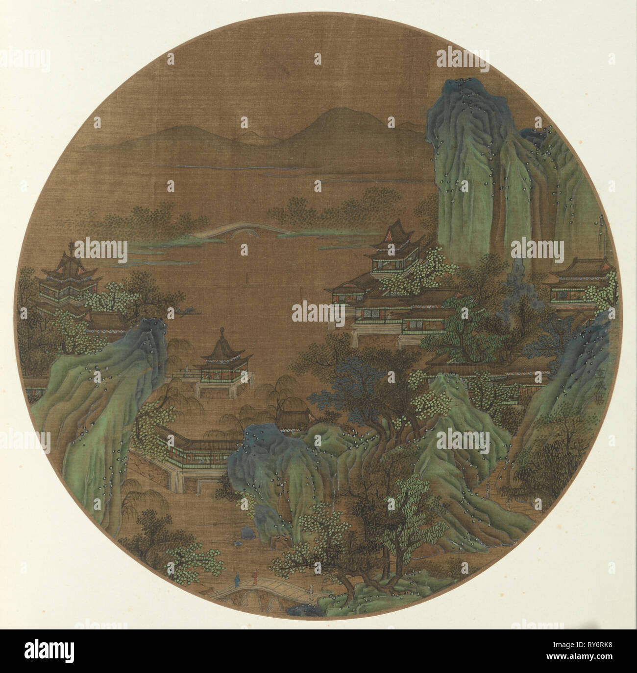 West Lake, Hangzhou, 1368-1644(?). Cina, inizio la Dinastia Ming (1368-1644) (?). Album Leaf, inchiostro e colore su seta Foto Stock