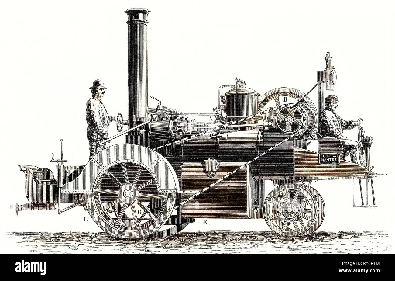 Motore di trazione o di auto a vapore inventato da M. Lotz da Nantes Foto Stock