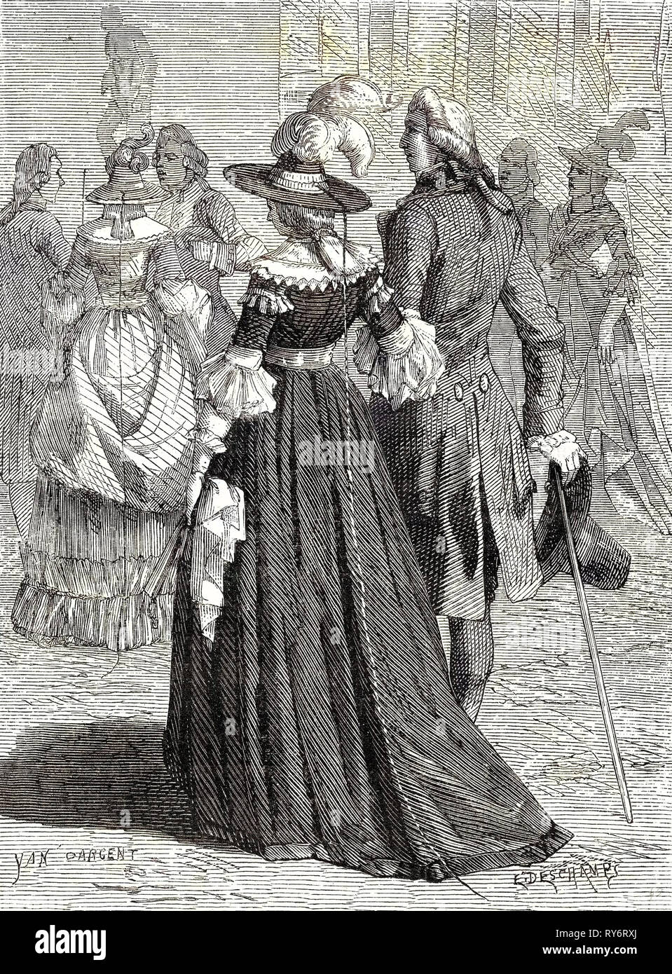 Il Lightning-Hat Ladies a Parigi nel 1778 Foto Stock