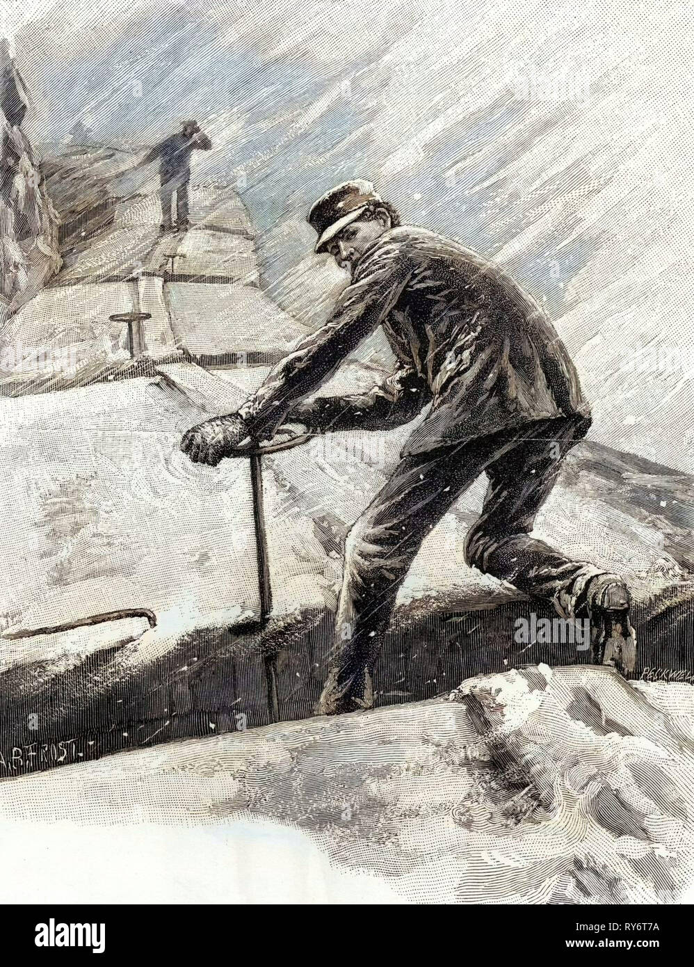 Tempi duri su un treno merci USA 1891 Foto Stock