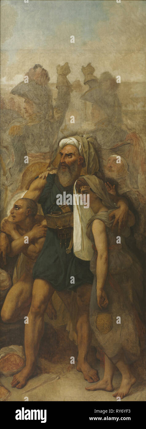 Famiglia egiziano (schizzo per "la battaglia delle Piramidi'), c. 1835. Antoine-Jean Gros (Francese, 1771-1835). Olio su lino; incorniciato: 377.2 x 154.9 x 12,7 cm (148 1/2 x 61 x 5 in.); senza cornice: 353.1 x 132,1 cm (139 x 52 in.); ex: 306.8 x 131,5 cm (120 13/16 x 51 3/4 in Foto Stock