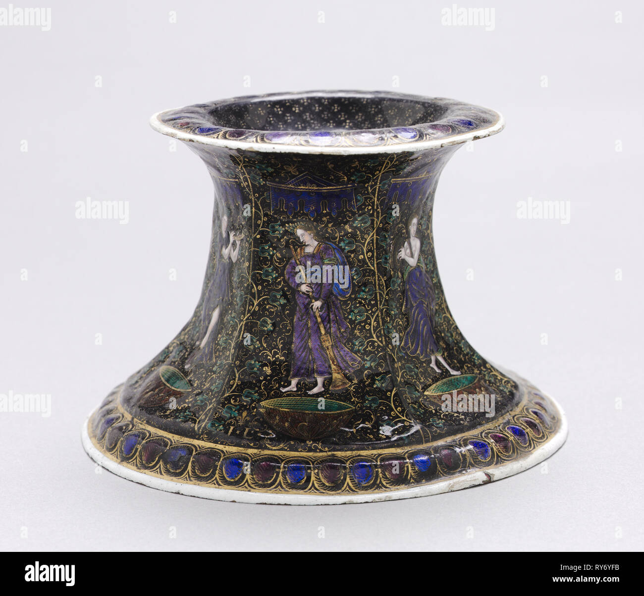 Piatto di sale, primi 1600s. Jean Limousin (francese, 1528-c. 1610). Smalto dipinto su rame; complessivo: 8,6 x 14,2 x 14,2 cm (3 3/8 x 5 9/16 x 5 9/16 in Foto Stock