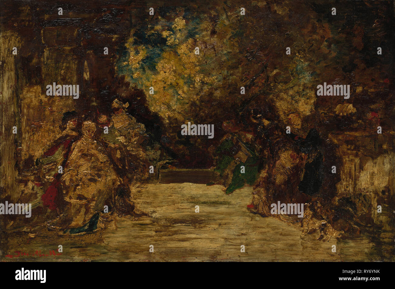 Le figure su un terrazzo, non datato. Attribuito ad Adolphe Monticelli (Francese, 1824-1886). Olio su pannello di legno; senza cornice: 46,5 x 69,8 cm (18 5/16 x 27 1/2 in Foto Stock Le figure su un terrazzo, non datato. Attribuito ad Adolphe Monticelli (Francese, 1824-1886). Olio su pannello di legno; senza cornice: 46,5 x 69,8 cm (18 5/16 x 27 1/2 in Foto Stock