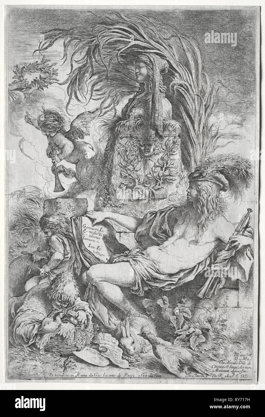 Il genio di Castiglione, 1648. Giovanni Benedetto Castiglione (Italiano, 1609-1664). Attacco Foto Stock