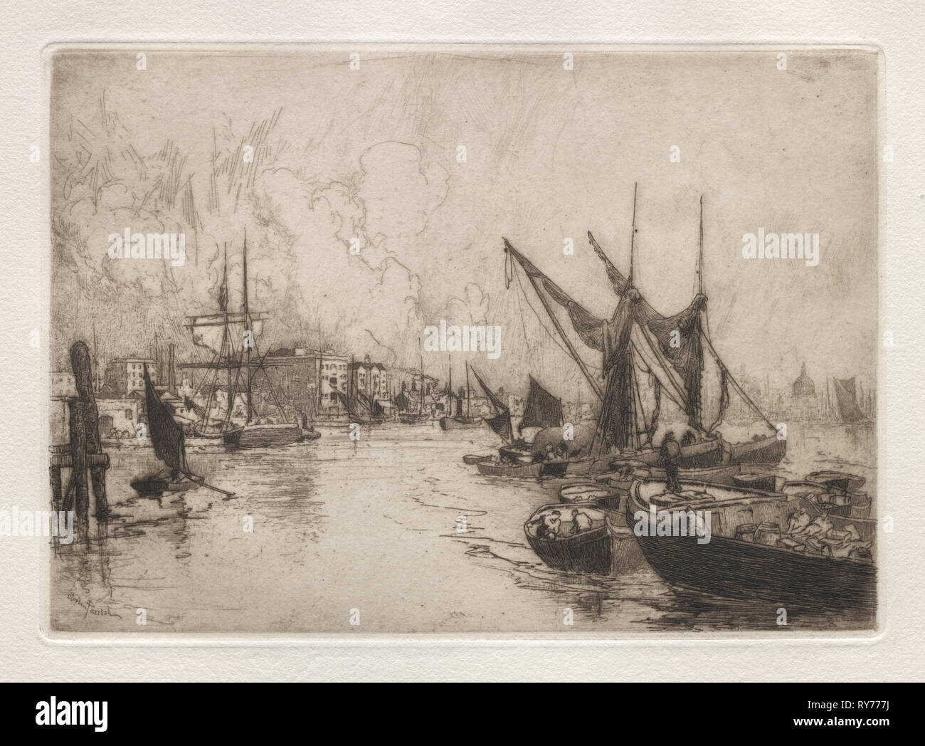 Sul Tamigi (Canterbury, Eng., Agosto 1884.), 1884. Stephen Parrish (American, 1846-1938). Incisione; foglio: 26,5 x 36,7 cm (10 7/16 x 14 7/16 in.); platemark: 14,1 x 20 cm (5 9/16 x 7 7/8 in Foto Stock