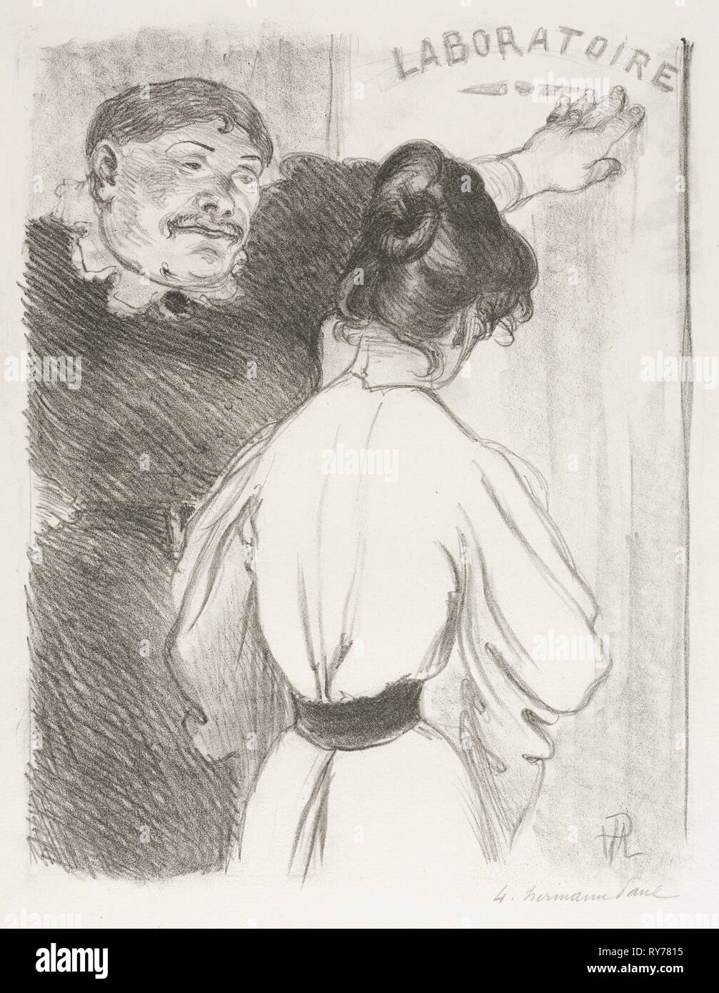 Laboratoire, c. 1900. Hermann Paul (Francese, 1864-1940). Litografia; foglio: 55,3 x 42,7 cm (21 3/4 x 16 13/16 in.); immagine: 34 x 26,6 cm (13 3/8 x 10 1/2 in Foto Stock