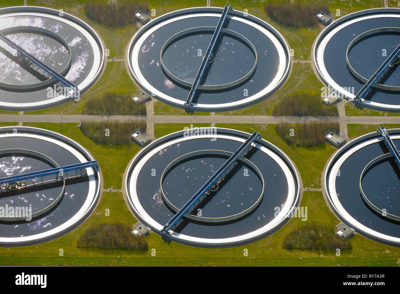 Hetlingen impianto di trattamento dei liquami, Schleswig-Holstein, Germania Foto Stock