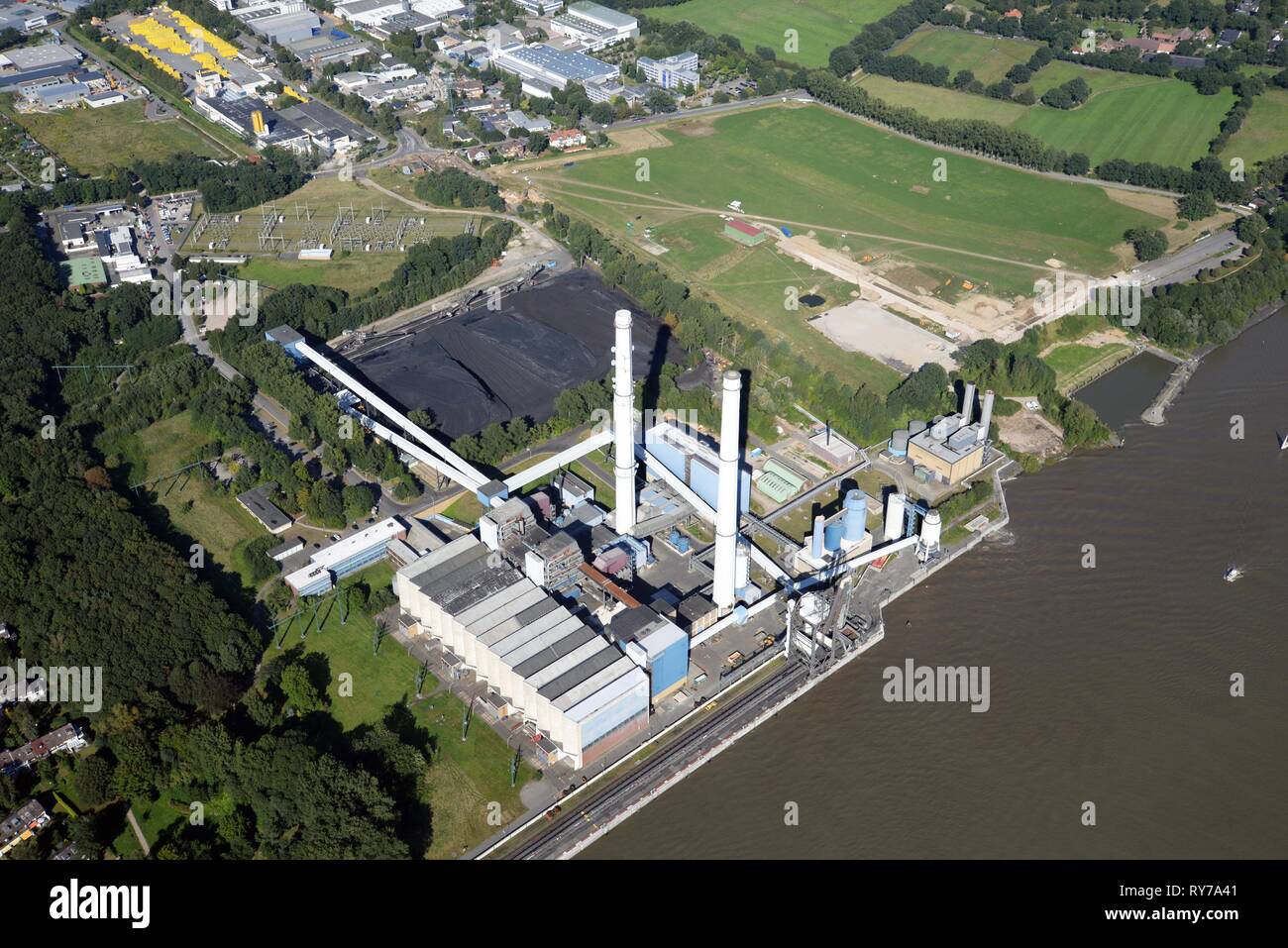 Wedel impianto di cogenerazione di energia termica ed elettrica, Schleswig-Holstein, Germania Foto Stock