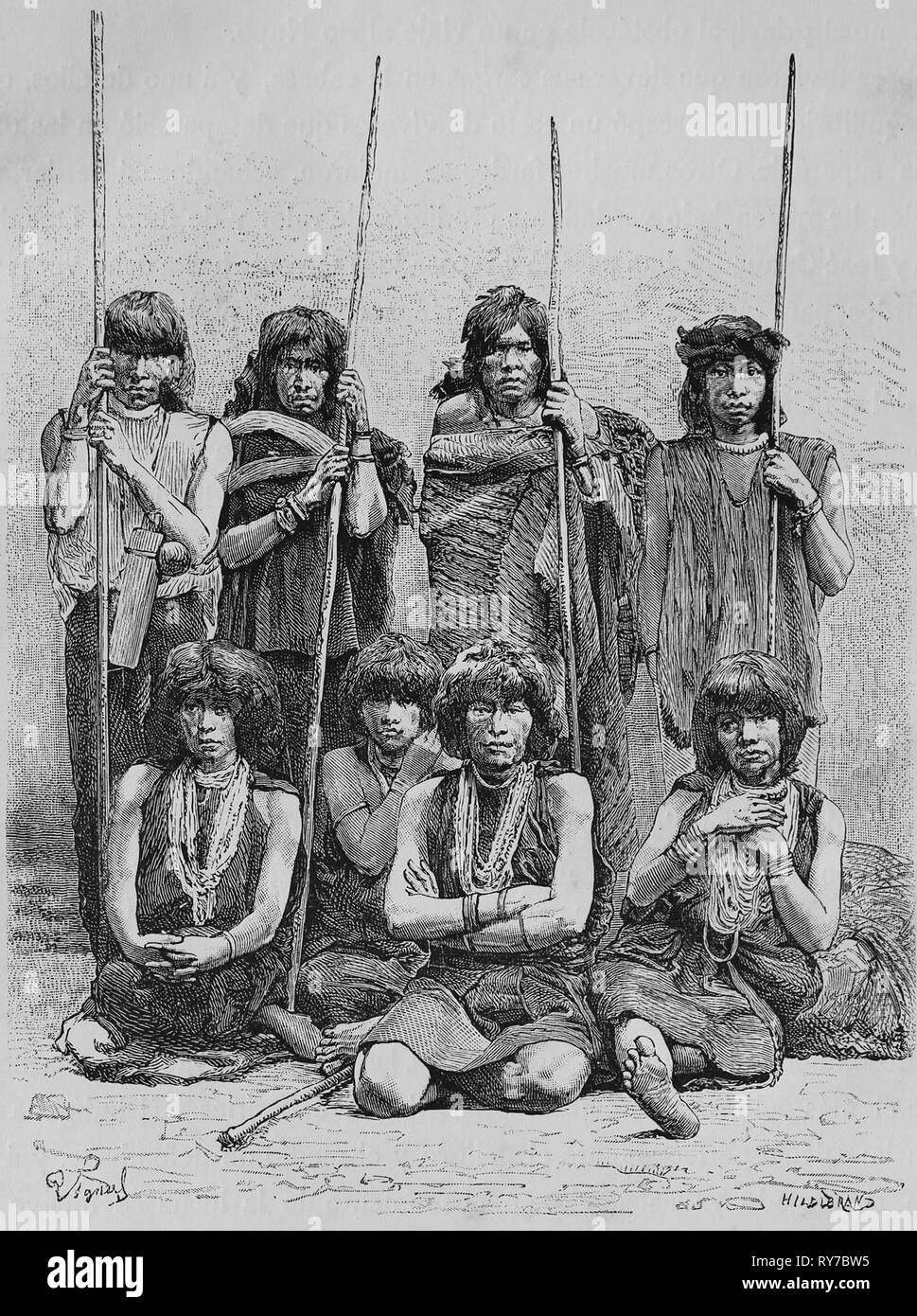 America equonoccial. Ecuador. Natives Yumbo. Incisione del XIX secolo. Foto Stock
