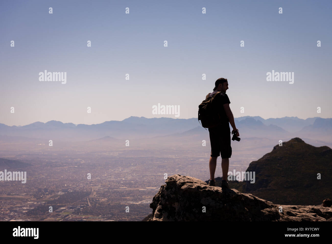 La vista dalla Table Mountain e Cape Town, Sud Africa Foto Stock