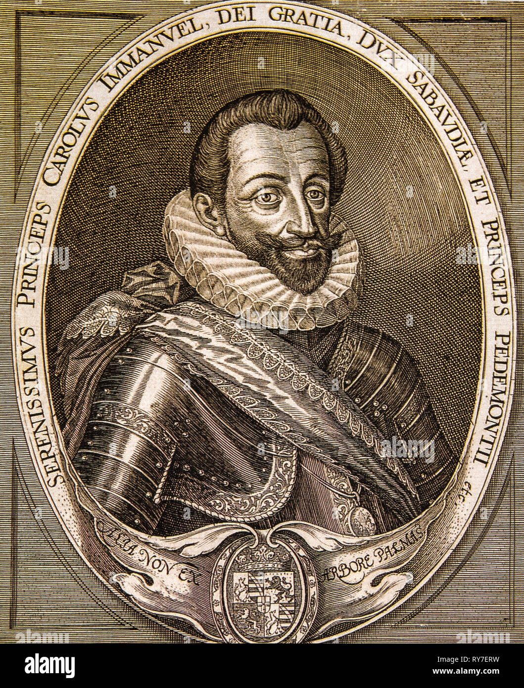 Carlo Emanuele I di Savoia, detto il Grande e soprannominato dai sudditi Testa di fuoco per il manifesto atteggiamenti militare e per alcuni autori il Gobbo Foto Stock