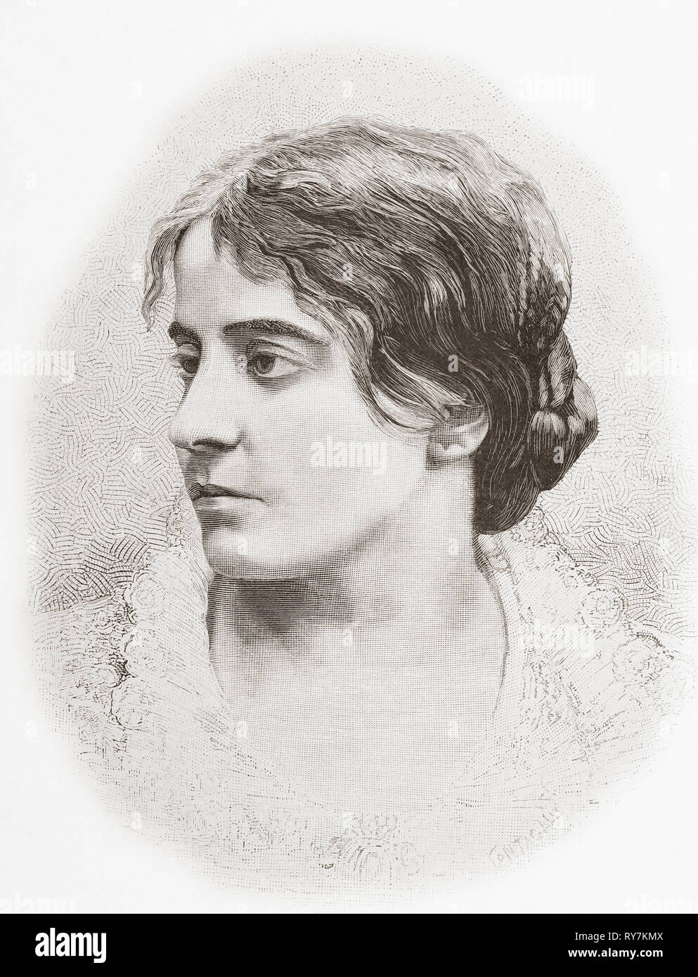 Romilda Pantaleoni 1847 -1917. Soprano italiano. Da Ilustracion Artistica, pubblicato 1887. Foto Stock