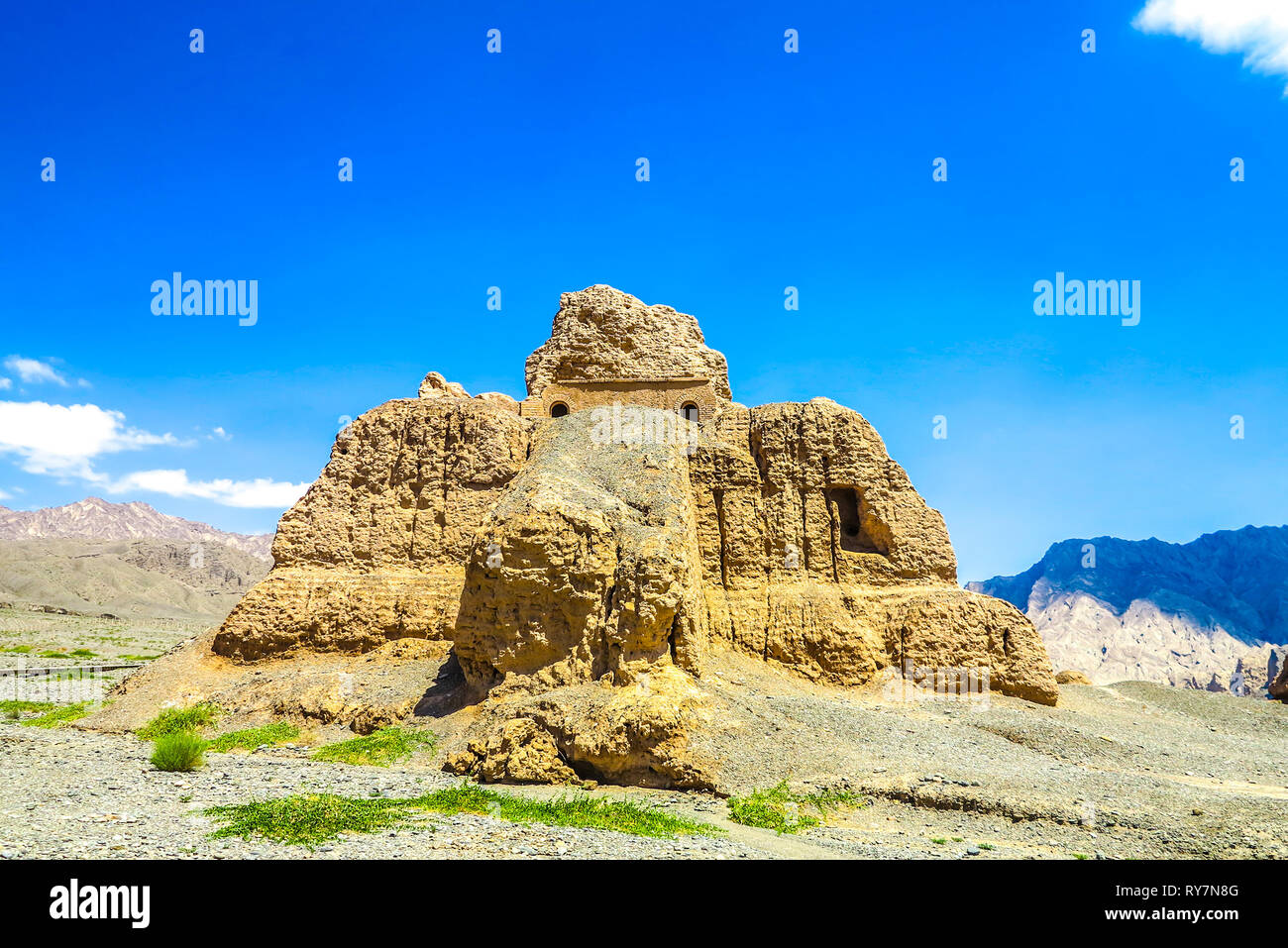 Kuche Subash rovine buddista mozzafiato del paesaggio pittoresco punto di vista Foto Stock