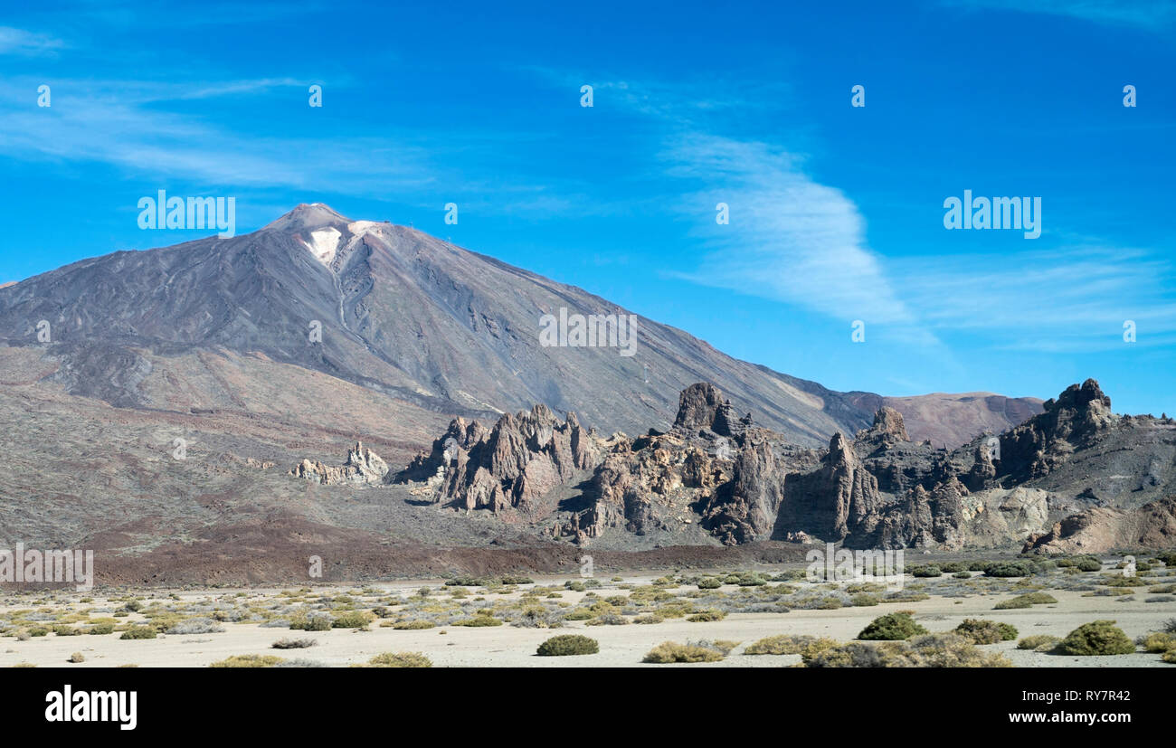 Il monte Teide, Vulcano nel Parco Nazionale del Teide, Tenerife, Isole Canarie Foto Stock