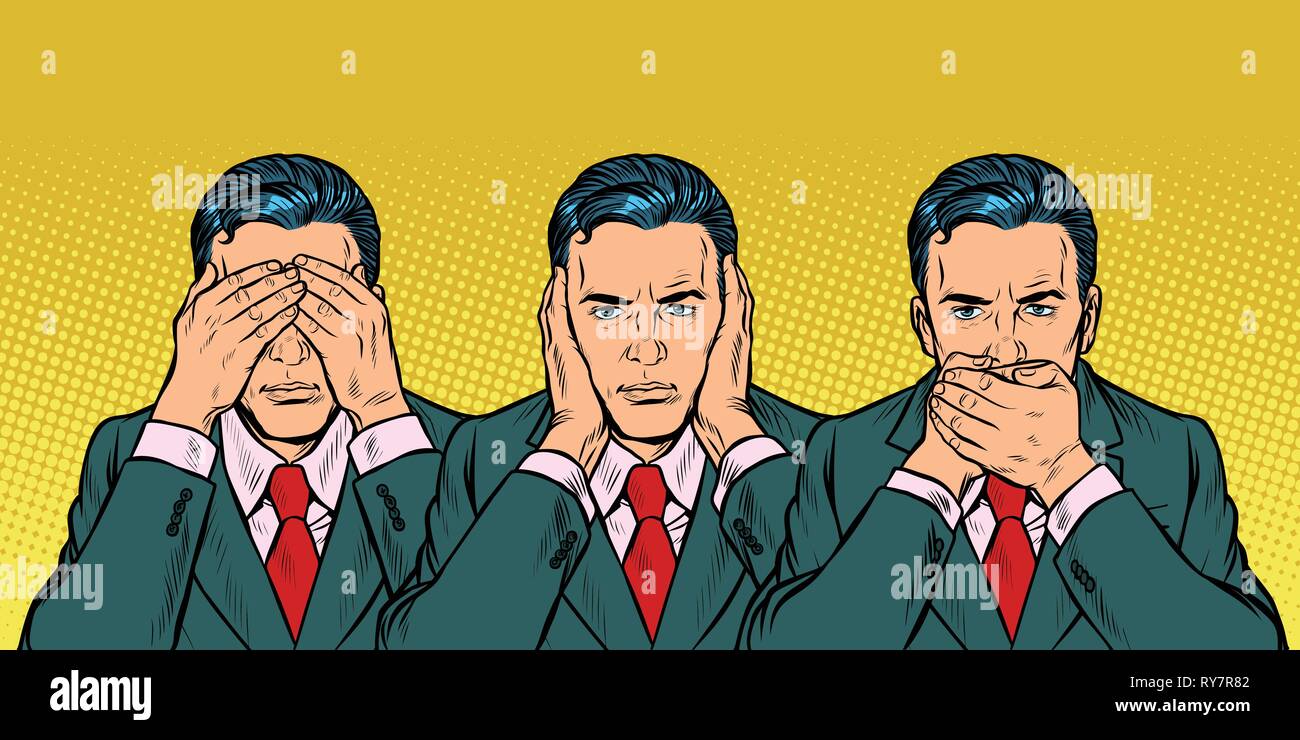 Non vedere dire guardare concetto uomo uomo d affari Illustrazione Vettoriale