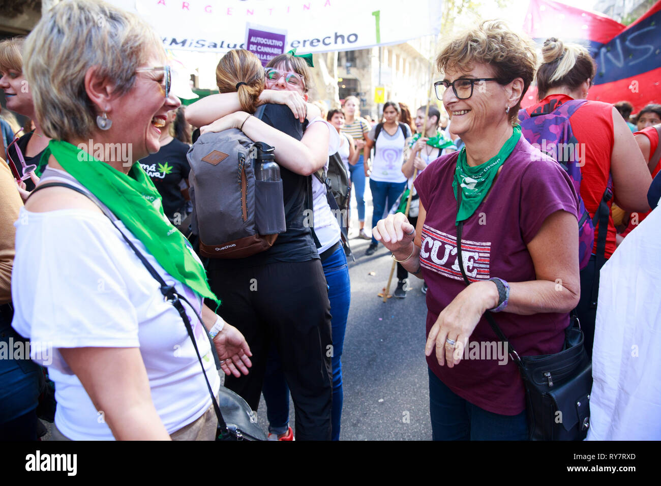 Protesta sulla Giornata internazionale della donna a Buenos Aires, Argentina Foto Stock