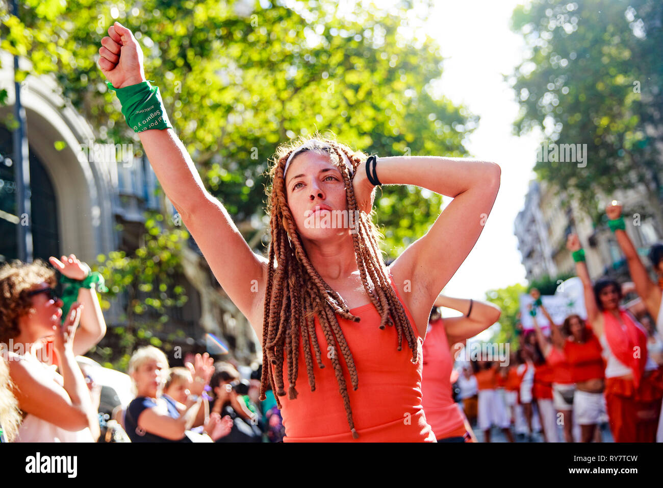 Protesta sulla Giornata internazionale della donna a Buenos Aires, Argentina Foto Stock