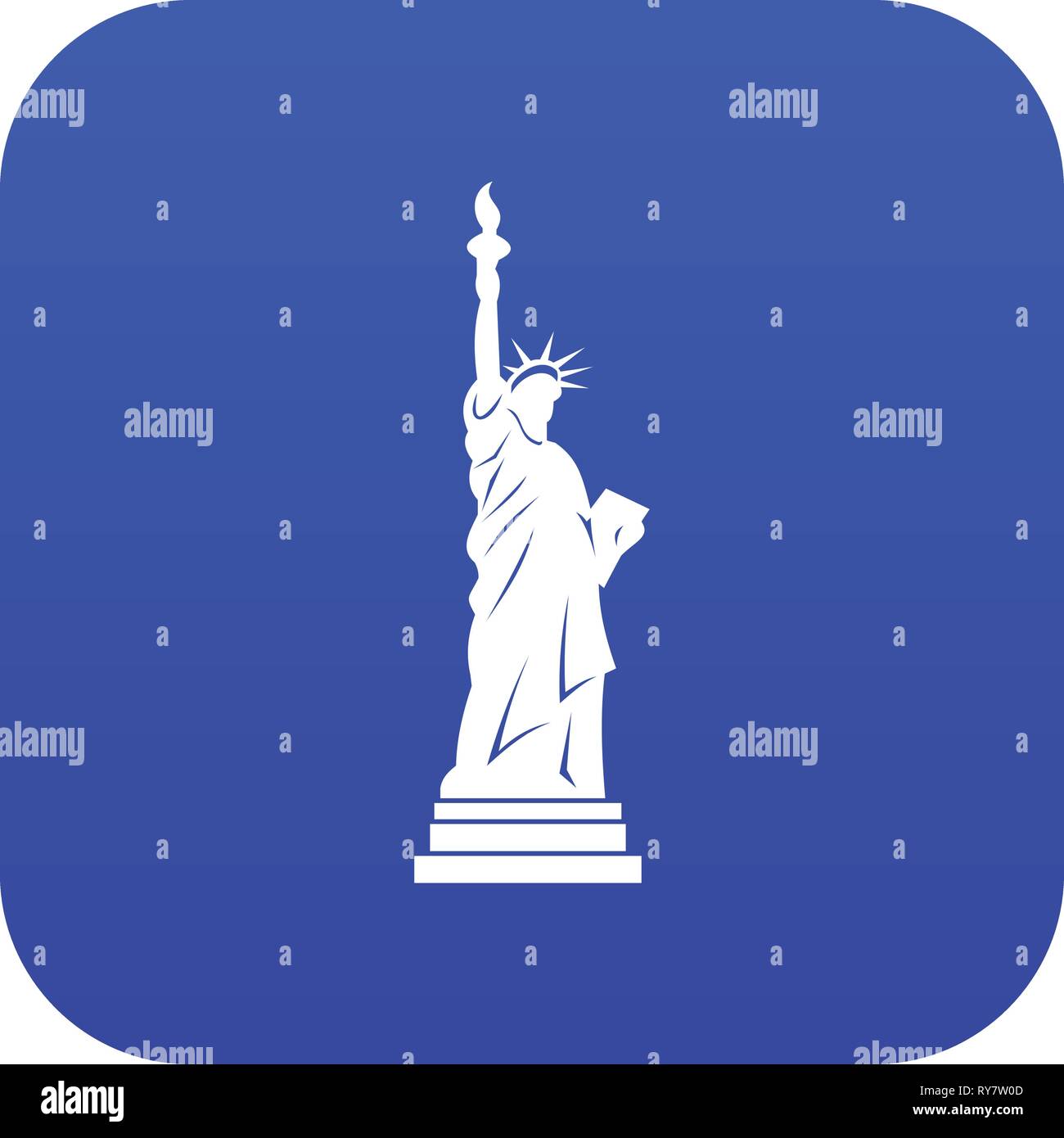 Statua della Libertà icona blu digitale Illustrazione Vettoriale