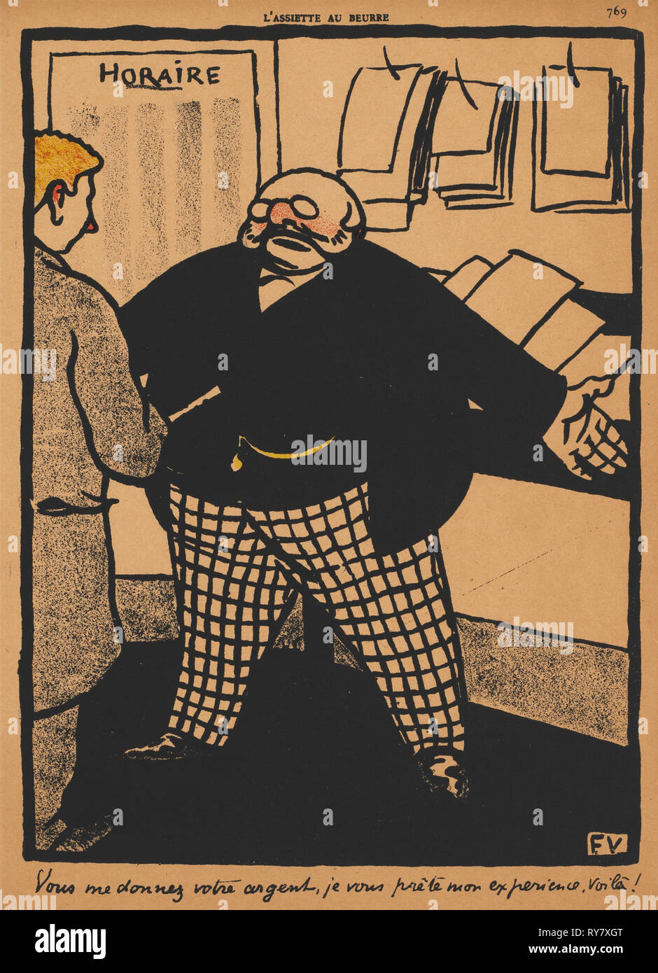 L'Assiete au Beurre: delitti e pene XII, 759: Dammi il tuo denaro, 1869. Félix Vallotton (Francese, 1865-1925). Litografia a colori Foto Stock