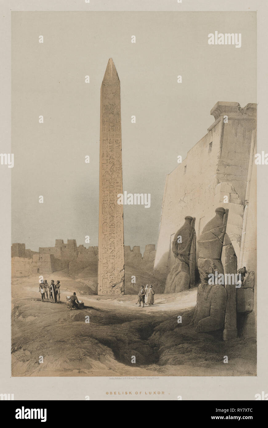 L'Egitto e la Nubia, Volume I: Luxor, 1846. Louis Haghe (British, 1806-1885), F.G.Luna, 20 Threadneedle Street, Londra, dopo David Roberts (British, 1796-1864). Litografia a colori; foglio: 60,3 x 43 cm (23 3/4 x 16 15/16 in.); immagine: 48,5 x 32,8 cm (19 1/8 x 12 15/16 in Foto Stock