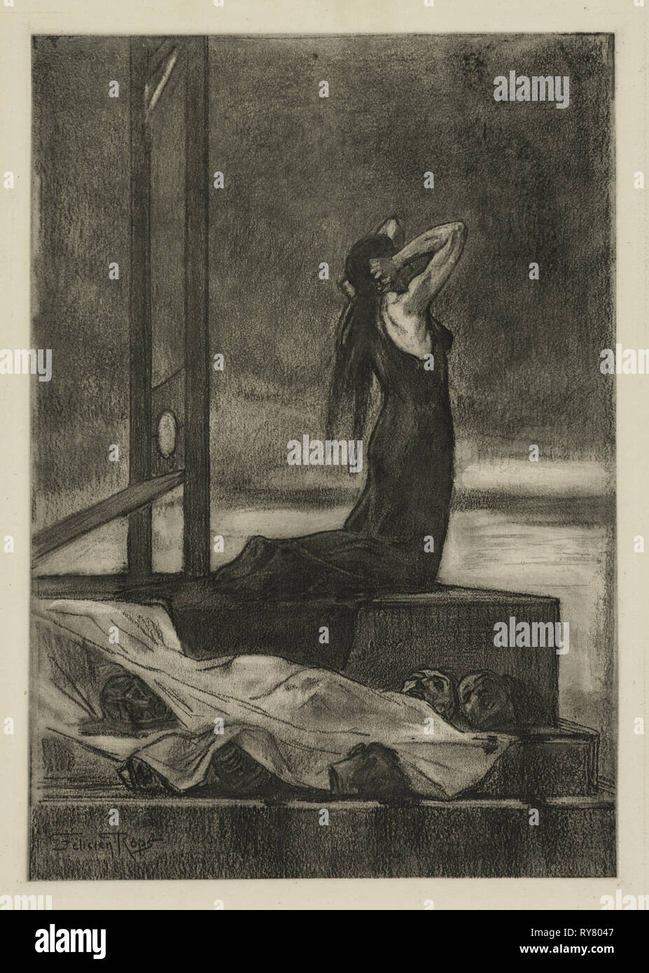 La pena capitale: la pena di morte (Todesstrafe: la Peine de Mort), c. 1880. Félicien Rops (belga, 1833-1898). Attacco Softground; foglio: 47,7 x 32,4 cm (18 3/4 x 12 3/4 in.); platemark: 36,5 x 26,5 cm (14 3/8 x 10 7/16 in Foto Stock